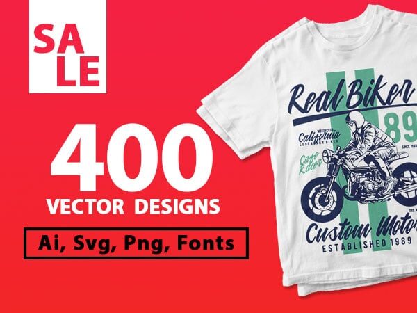 400 vector and png t-shirt designs bundle for commercial use