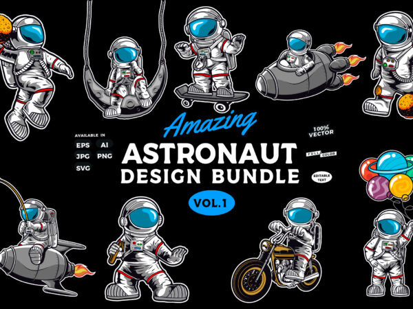 Astronaut T-shirt Design Bundle