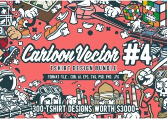 300 cartoon vector tshirt designs bundle #4
