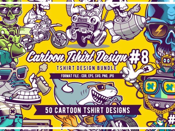 50 Cartoon Tshirt Designs Bundle #8_1