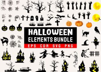 Halloween bundle SVG. Halloween elements bundles vector icons symbol for t-shirt design, Creepy, ghost horror t-shirts designs pack silhouette, eps, svg, cdr, png file,
