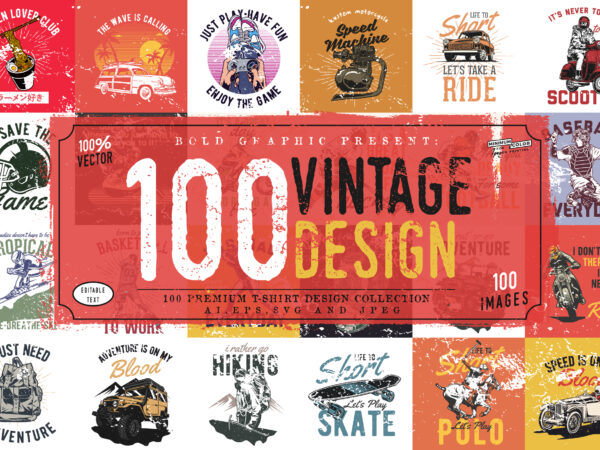 Collection Photo T Design 100 Vintage design collection - T-shirt Bundles