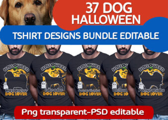 37 DOG Halloween pumpkin zombie tshirt design bundle