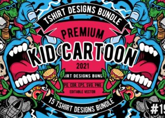15 Kid Cartoon Tshirt Designs Bundle #19 - T-shirt Bundles
