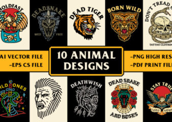 10 Animal Designs / Traditional Tattoo Art